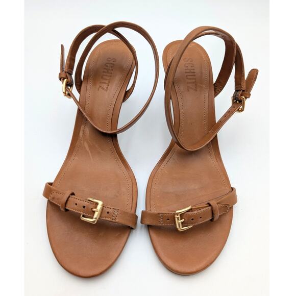 Schutz Aurora Buckled Stiletto Heel Sandals Women's Brown Size US7.5B EU38 - Picture 10 of 11